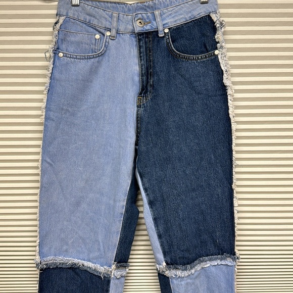The Ragged Priest Quarter Panel Colorblock Mom Light Blue Indigo Jeans - Picture 8 of 12